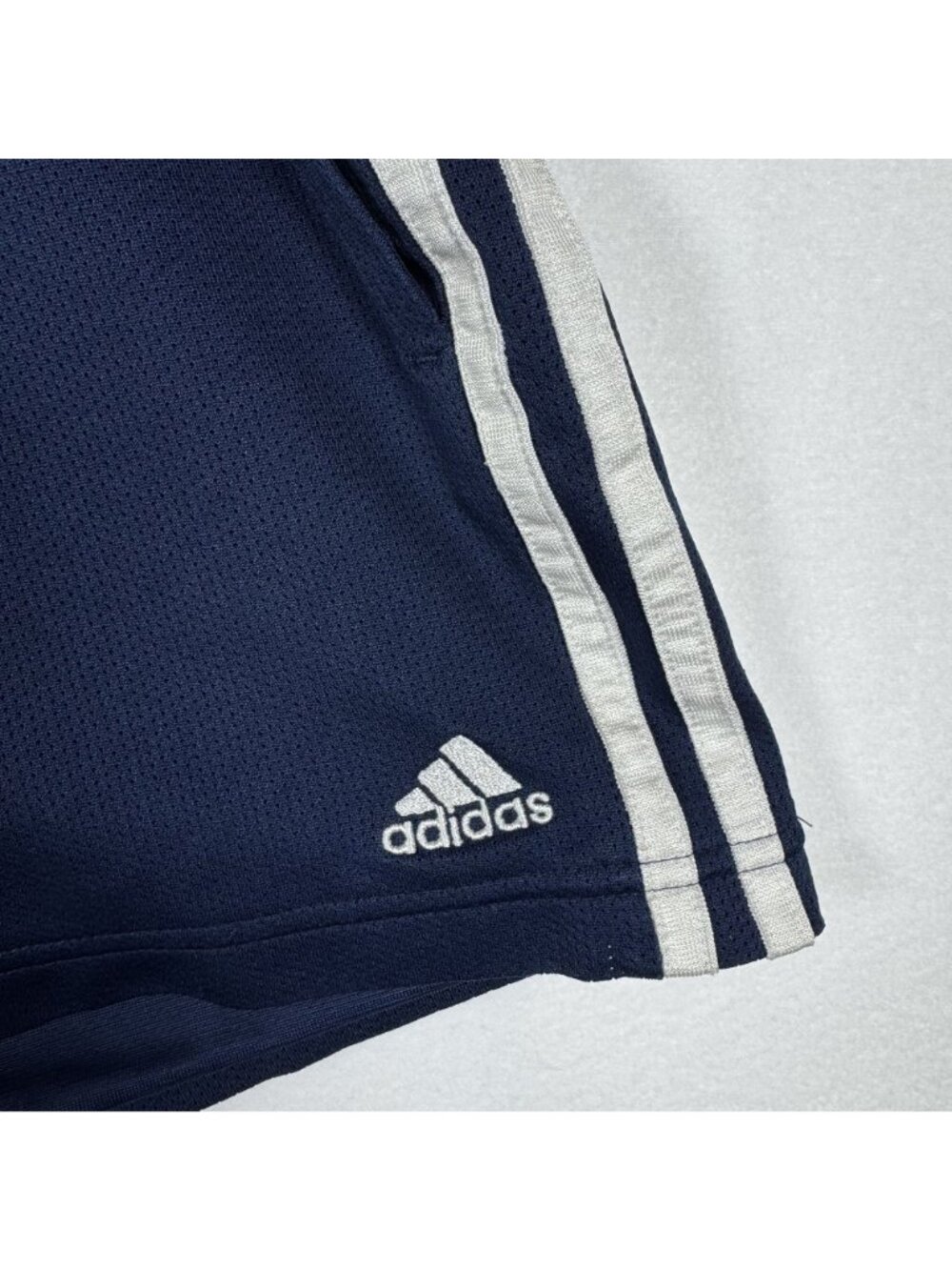 Adidas Navy Blue Athletic Shorts With White Stripes Drawstring Waist Size M - Picture 2 of 9